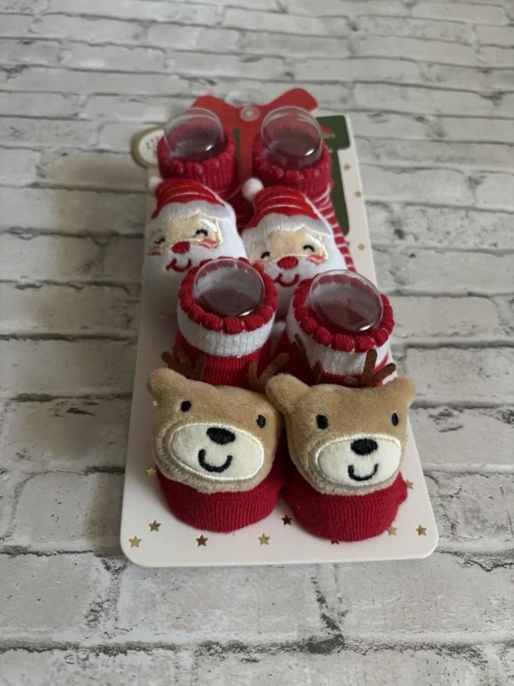 Little Me Christmas 2 Pairs Rattle Booties Baby Size 0-12mo NEW